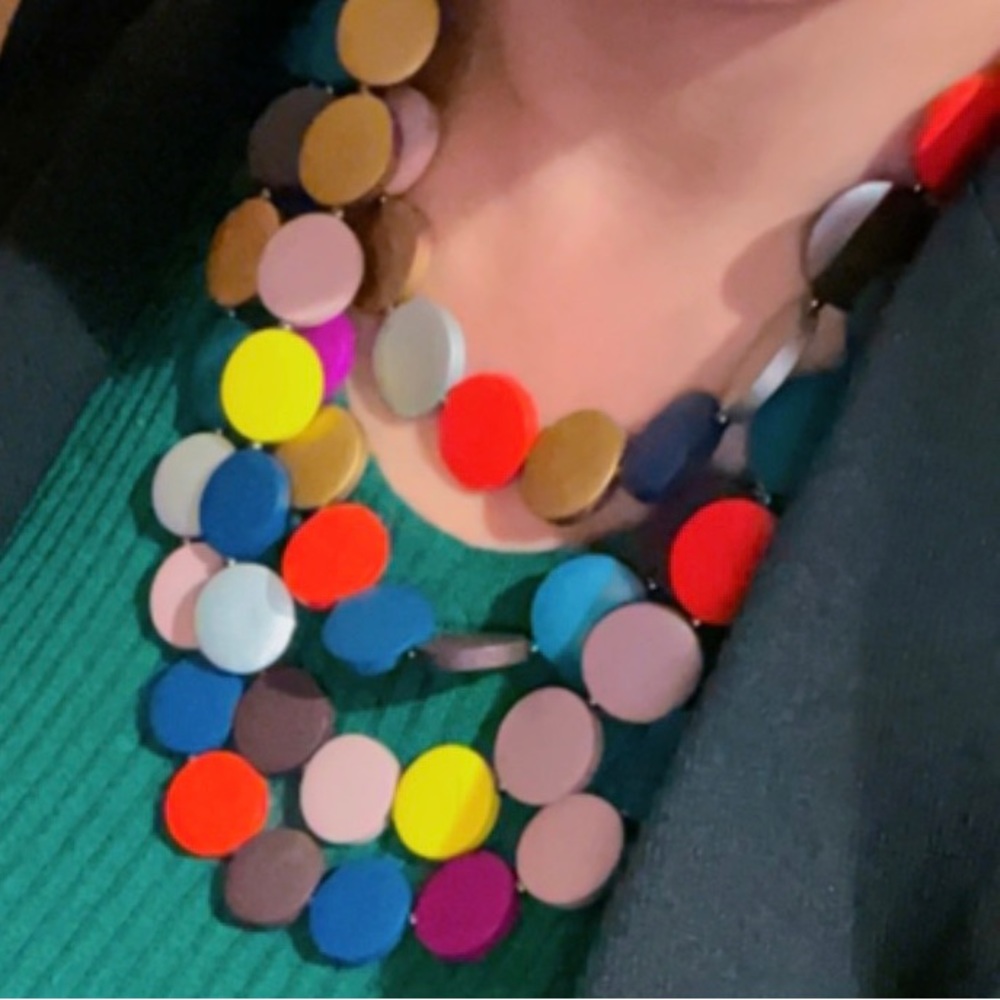 Multicolor wooden necklace. Statement piece. NWT length 18.1 in